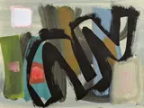 Fritz Winter, "Bewegung nach rechts", 1954, Mischtechnik auf Velin