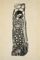 Otto Pankok, Blumenkleid, 1959, Holzschnitt auf dünnem Japan