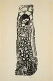 Otto Pankok, Blumenkleid, 1959, Holzschnitt auf dünnem Japan
