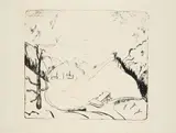 Erich Heckel, Berge im Schnee, 1922, Lithografie auf Japan