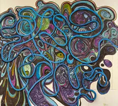 Anton Henning, "Interieur (No. 119)", 2002, Öl, Aquarell und Tinte auf aneinander gesetzte Büttenpapiere