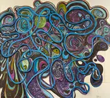 Anton Henning, "Interieur (No. 119)", 2002, Öl, Aquarell und Tinte auf aneinander gesetzte Büttenpapiere