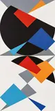 Jan Kubíček, "Rhomben, Dreiecke und Kreis mit Dislokationen", 1991-1993, Acryl auf Leinwand