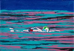 Schwimmer by Cornelius Völker, 1996, Öl auf Leinwand, sold Oct 2023