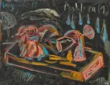 Jörg Immendorff, "Problem 1", 1987, Öl auf Leinwand