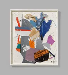 Ida Ekblad, Ohne Titel, 2010, Mischtechnik, collagiert auf Holz