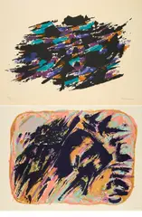 Alfred Manessier, Konvolut von 2 Lithografien, a) Le Reniement de Pierre oder La Chant du Coq (Aus: Pâques)