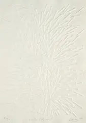 Weißer Schrei by Günther Uecker, 1994, Prägedruck auf handgeschöpftem Bütten, sold Jan 2024