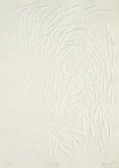Sturz by Günther Uecker, 1994, Prägedruck auf handgeschöpftem Bütten, sold Jan 2024