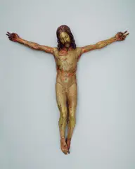 Florentiner Schule, Corpus Christi, Vollrund geschnitzt mit beweglichen Armen. Polychrom gefasst, Fassung übergangen