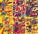 Jean Dubuffet, Oriflammes, 1983, Mappe mit 15 Farbserigrafien auf Büttenkarton zu Texten des Künstlers. Im originalen Umschlag. Im originalen Plexiglasschuber