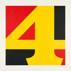 Die deutsche Vier by Robert Indiana, 1968, Farbserigrafie auf leichtem Karton, sold Nov 2023