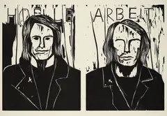 Albert Oehlen, Hölle, 1989, Linolschnitt auf leichtem Karton mit Mittelfalz