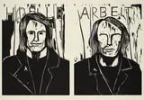 Albert Oehlen, Hölle, 1989, Linolschnitt auf leichtem Karton mit Mittelfalz