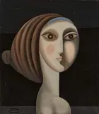 Johann Georg Müller, Ohne Titel (Frauenkopf), 1962, Öl auf Leinwand