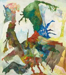 "Migof aus den Fugen" by Bernard Schultze, 1993, Öl auf Leinwand, sold Jun 2024