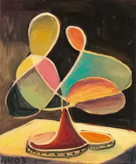 "Blumenstilleben (No. 165)" by Anton Henning, 2003, Öl auf Leinwand, sold Nov 2023