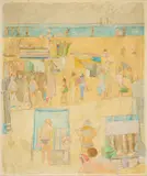 Werner Berges, Touristen, 1981, Mischtechnik auf Leinwand