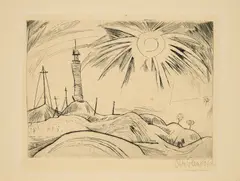Leuchtturm (Aus: Die Schaffenden) by Otto Pankok, 1921, Radierung auf Bütten, sold Feb 2024