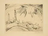 Otto Pankok, Leuchtturm (Aus: Die Schaffenden), 1921, Radierung auf Bütten