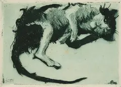 Versoffene Katze by Otto Pankok, 1912, Radierung auf dünnem Japan, sold Feb 2024