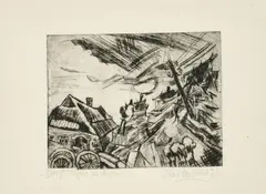 Otto Pankok, Dorfstraße am Abend, 1921, Radierung auf Velin