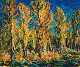 Christoph Bouet, Pappeln im Herbst, 2011, Öl auf Leinwand