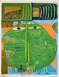 Friedensreich Hundertwasser, King Kong, 1968, Farbserigrafie mit Metallprägung auf leichtem Karton