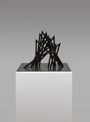 "12 uneven Angles" by Bernar Venet, Stahl, schwarz lackiert, sold Nov 2023