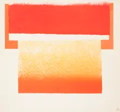 Rupprecht Geiger, 3 x rot und orange/rot - orange, 1964, Farbserigrafie auf Bütten