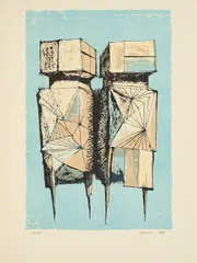 Watchers by Lynn Chadwick, 1960, Farblithografie auf Bütten, sold Jan 2024
