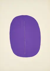 Lucio Fontana, Concetto Spaziale (Ovale violet avec fente), 1965, Farbserigrafie mit Riss auf leichtem Karton