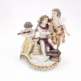 Figurengruppe 'Die Musik' by Meissen, 19. Jh, Porzellan, farbig und gold dekoriert, sold Nov 2023