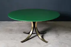 Osvaldo Borsani, 'T69' TABLE FOR TECNO, Round green lacquered top on out-swept aluminium base