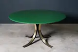 Osvaldo Borsani, 'T69' TABLE FOR TECNO, Round green lacquered top on out-swept aluminium base
