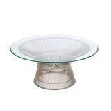 Warren Platner, 'PLATNER' COFFEE TABLE FOR KNOLL, Radial nickel finish steel rods welded to circular frame with a round bevelled edge clear glass top