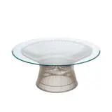Warren Platner, 'PLATNER' COFFEE TABLE FOR KNOLL, Radial nickel finish steel rods welded to circular frame with a round bevelled edge clear glass top