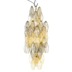 Carlo Scarpa, ‘POLIEDRI' CHANDELIER FOR VENINI, Composed of faceted poliedri Murano glass elements in graduated tones, suspended from a metal frame