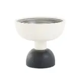 Ettore Sottsass, 'HOLLYWOOD' SERIES CENTREPIECE BOWL FOR BITOSSI, Hourglass form ceramic with matt white and black glaze. Top bowl with concentric black circles. Manufacturer details to underside