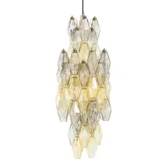 Carlo Scarpa, ‘POLIEDRI' CHANDELIER FOR VENINI, Composed of faceted poliedri Murano glass elements in graduated tones, suspended from a metal frame