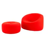 'PUMPKIN' ARMCHAIR AND FOOTSTOOL FOR LIGNE ROSET by Pierre Paulin, Organic bucket style seat in red wool textile upholstery with matching drum form footstool, sold Mar 2026