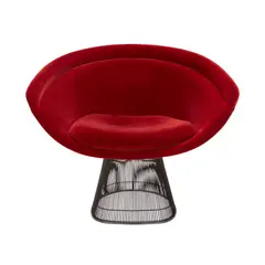 Warren Platner, 'PLATNER' LOUNGE CHAIR FOR KNOLL, Steel wire rods in metallic bronze finish support deep red velvet shell form seat