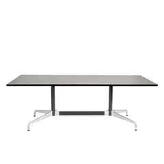SEGMENTED BASE TABLE FOR HERMAN MILLER by Charles and Ray Eames, Aluminium segmented base with rectangular black timber top, sold Mar 2026