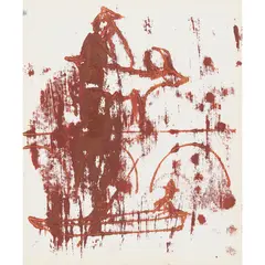 Sidney Nolan, (Figure and buffalo) c.1967 transfer drawing 30.5 x 25.5cm, 1967