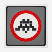 Invader, Warning (Grey), 2011, screenprint in colors