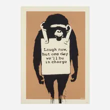 Banksy, Laugh Now, 2004, screenprint in colors