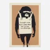 Laugh Now by Banksy, 2004, screenprint in colors, sold Sep 2023