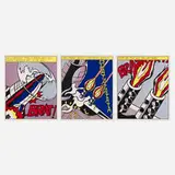 Roy Lichtenstein, As I Opened Fire (triptych), 1966, offset lithograph in colors