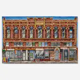 Pizza in the Rain, Logan Square Auditorium, 2022, acrylic on aluminum