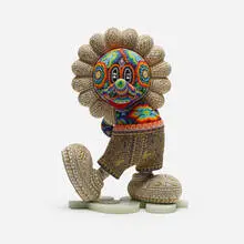 Chroma, Money Mouse, 2023, Huichol style color-beaded resin sculpture